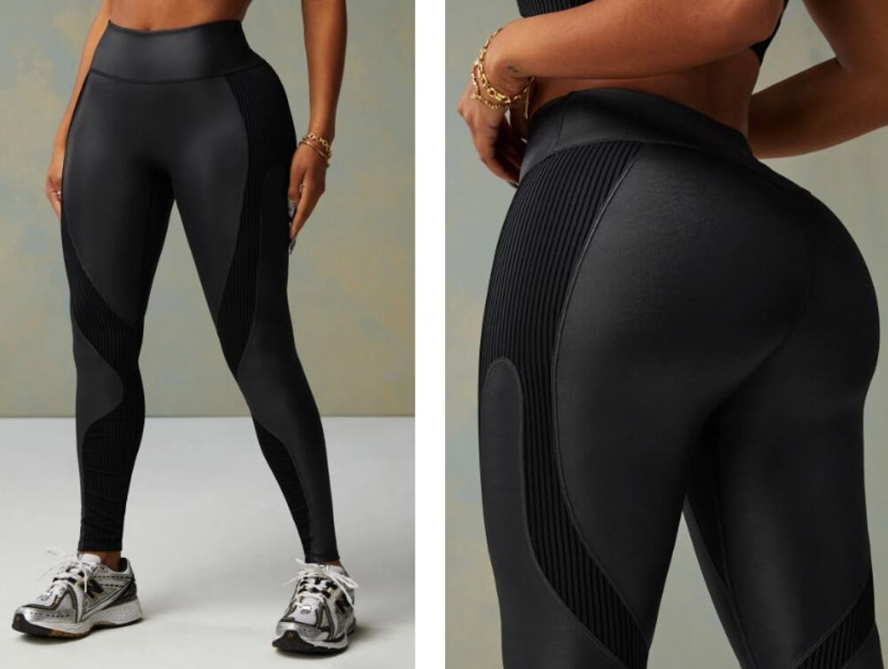 NWT Fabletics Motion365+ Contour High-Waisted Legging Black Shine Womens XS